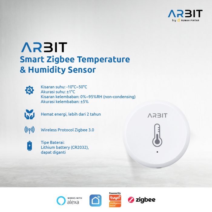 Sensor suhu ARBIT Smart Zigbee Temperature dan Humidity Sensor