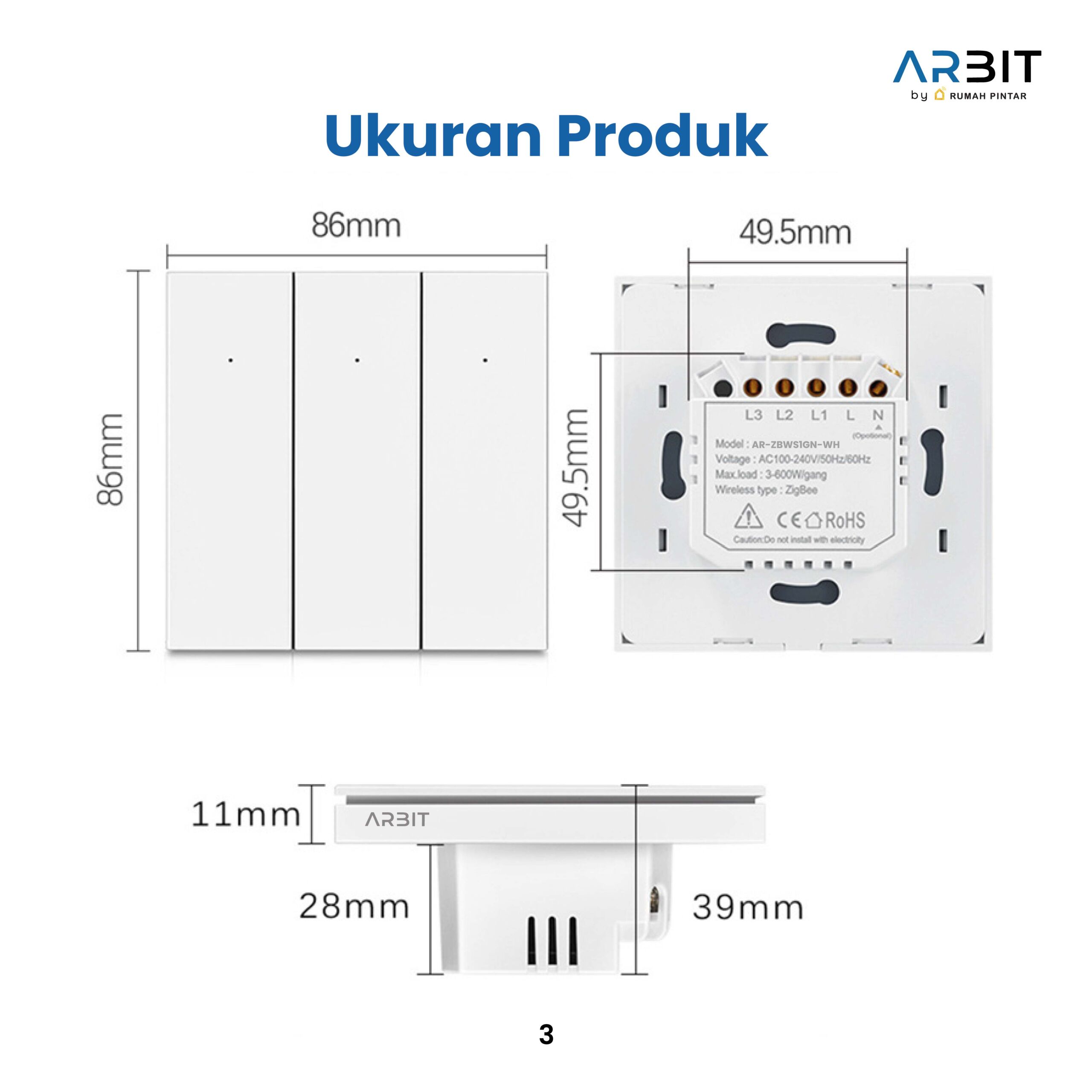 ARBIT Zigbee Wall Switch N Series - Black - Image 10