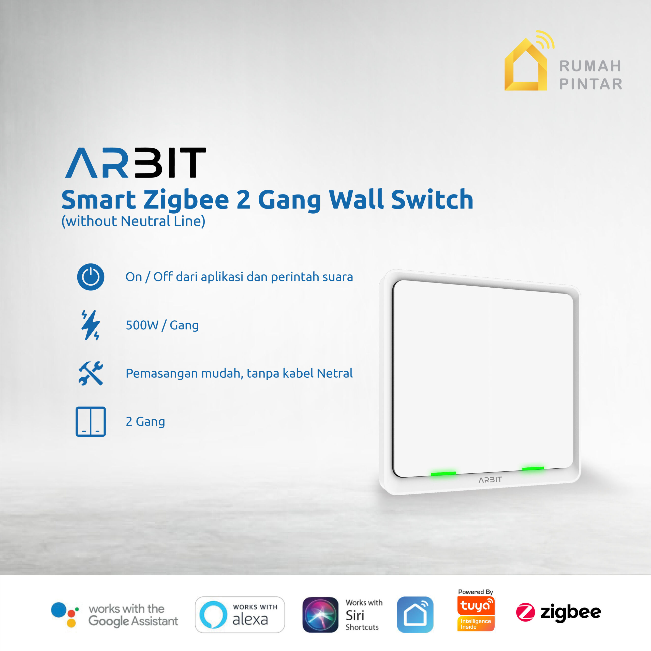 ARBIT Zigbee Wall Switch - White - Image 3
