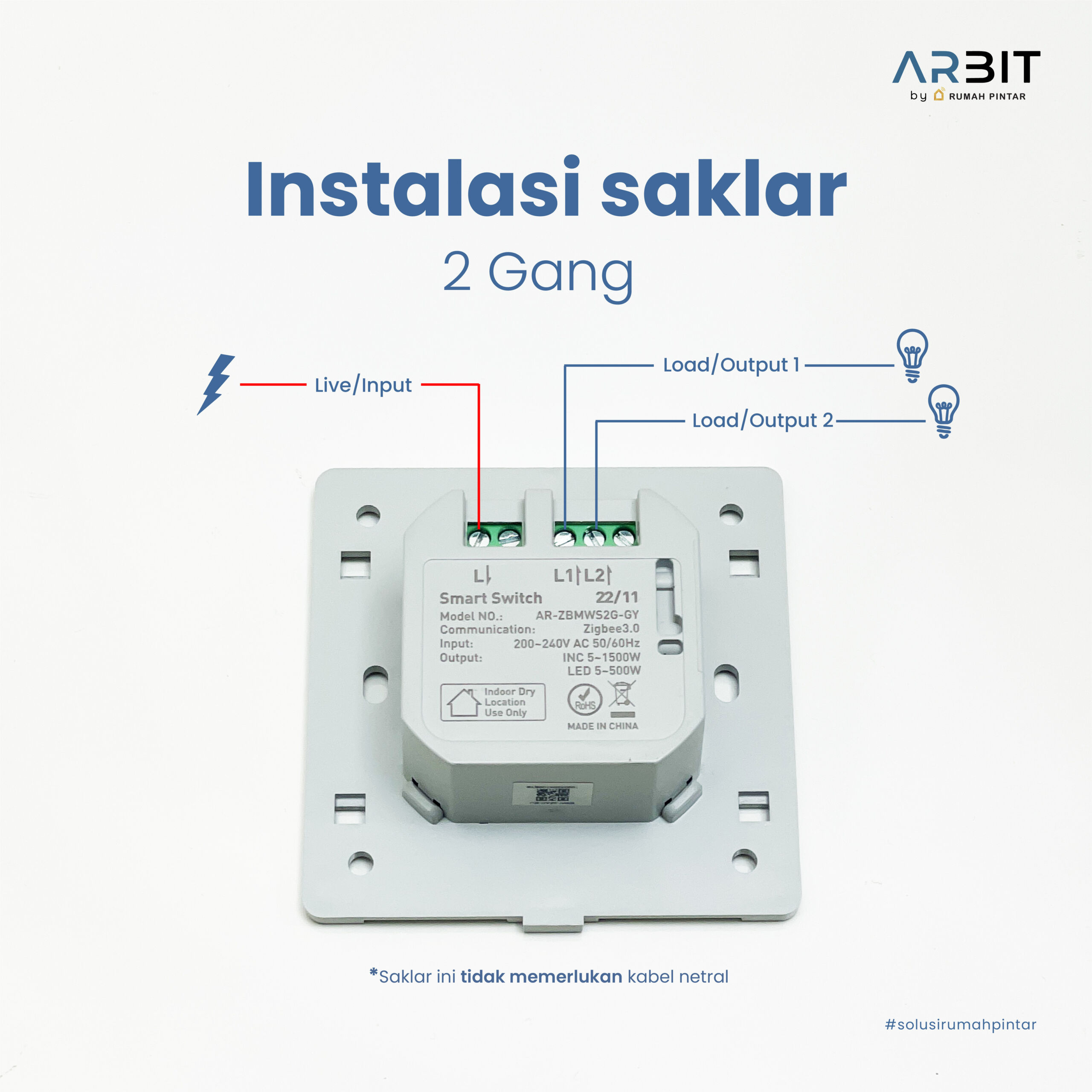 ARBIT Zigbee Wall Switch - White - Image 8