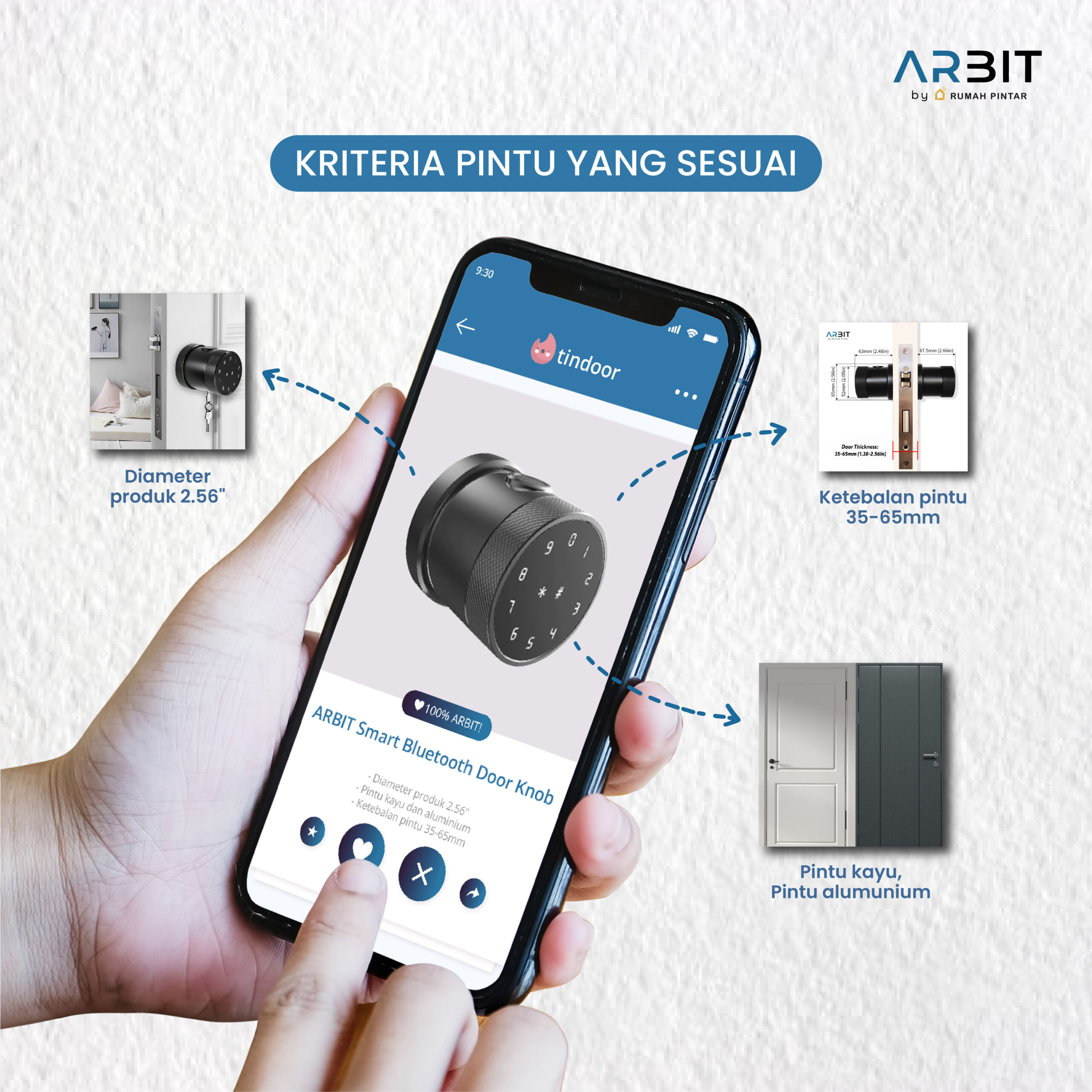 ARBIT Bluetooth Door Knob Lock - Image 3
