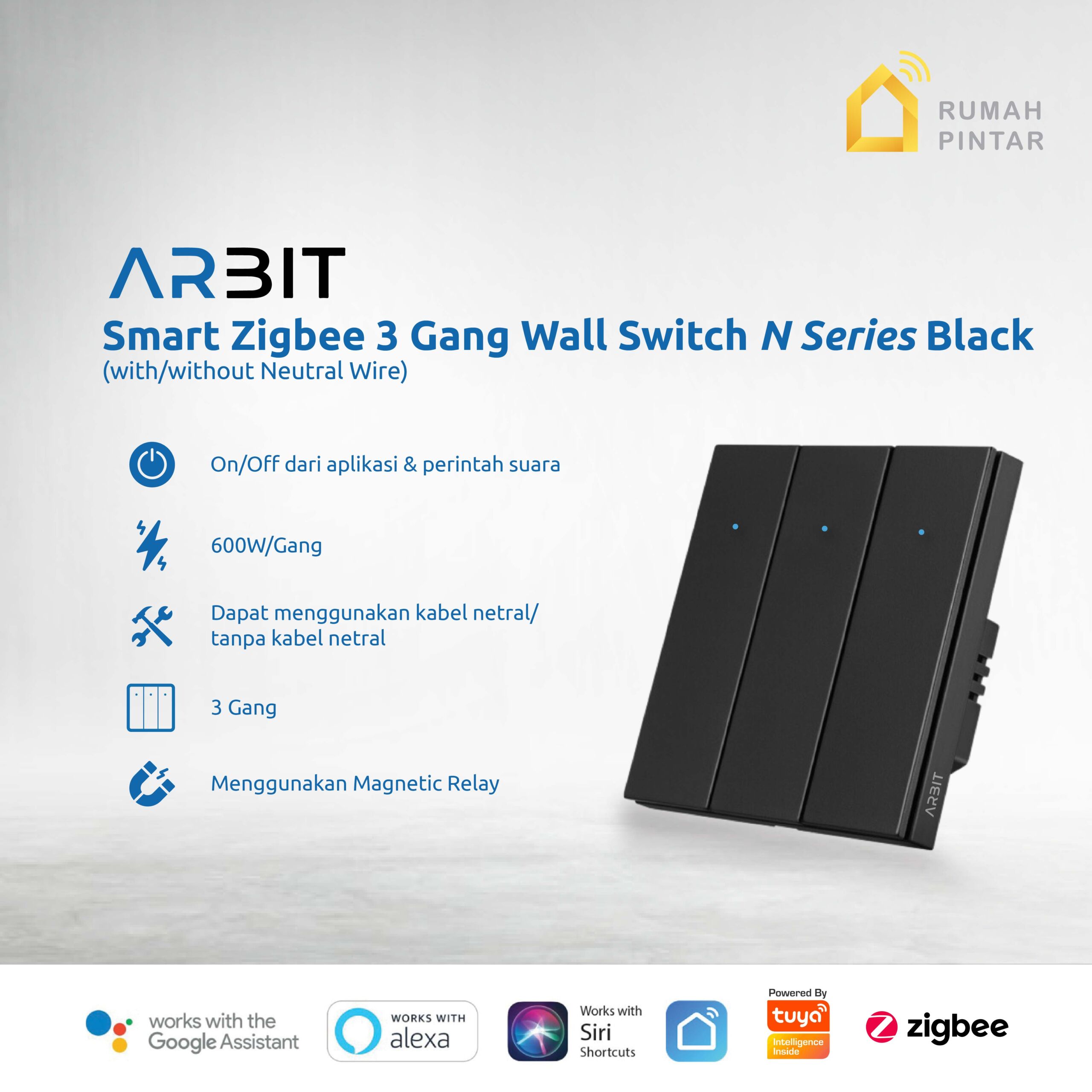 ARBIT Zigbee Wall Switch N Series - Black - Image 4