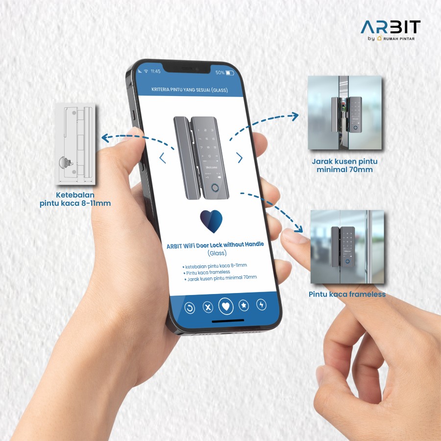 ARBIT WiFi Door Lock without Handle - Glass | Non-Glass - Image 9