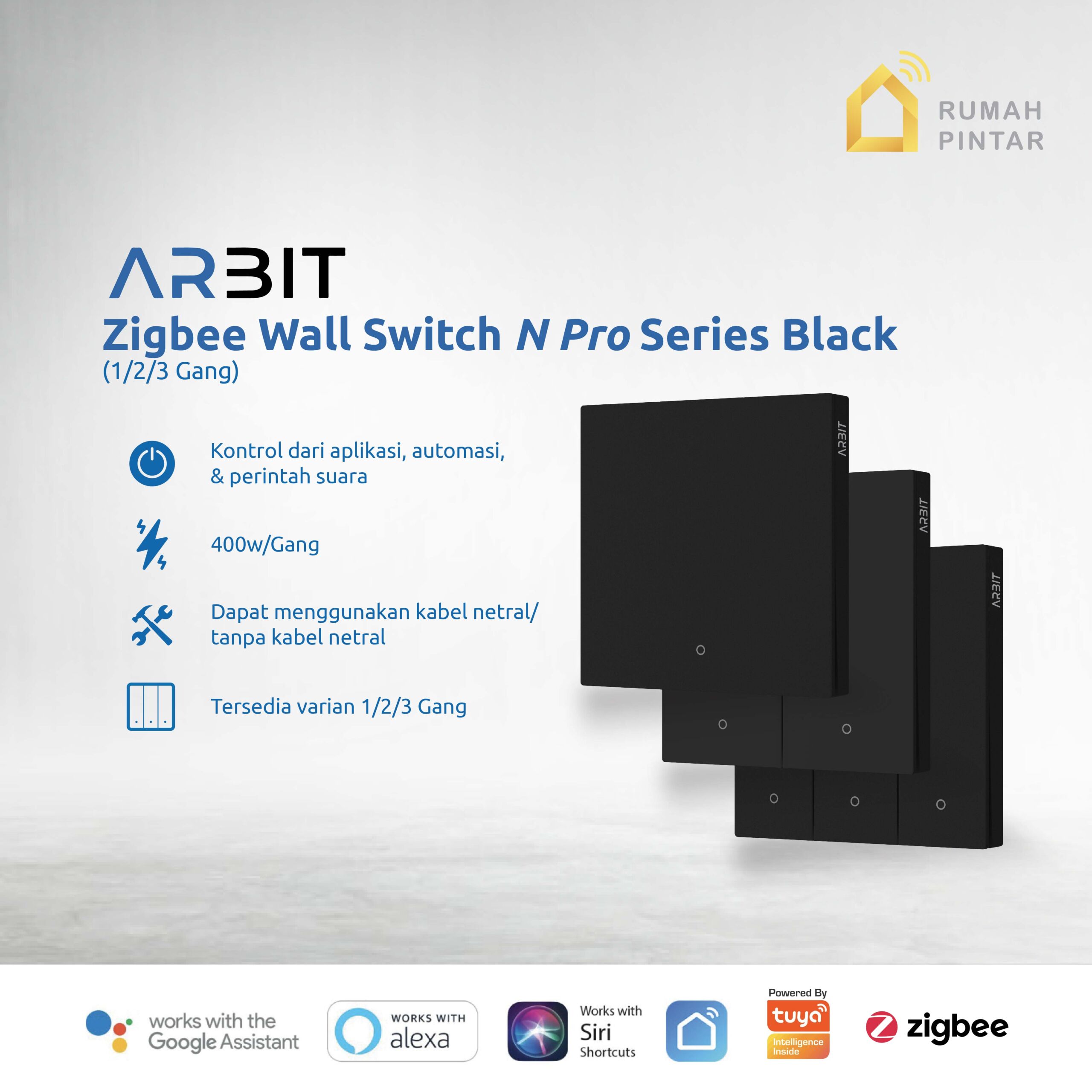 ARBIT Zigbee Wall Switch N Pro Series - Black